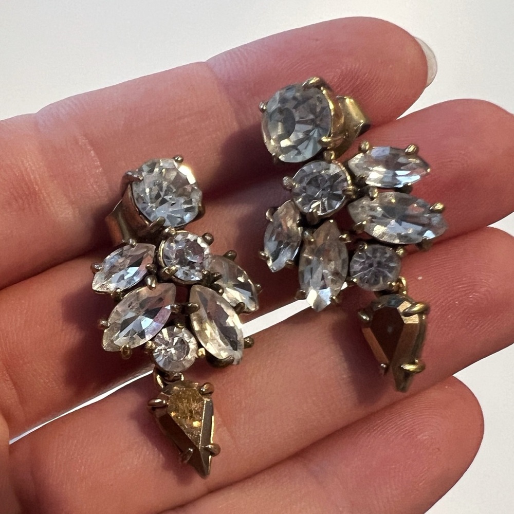J. Crew Crystal and Gold Earrings